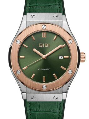 BIBI B1120 Rose gold case, green dial, green silicone strap